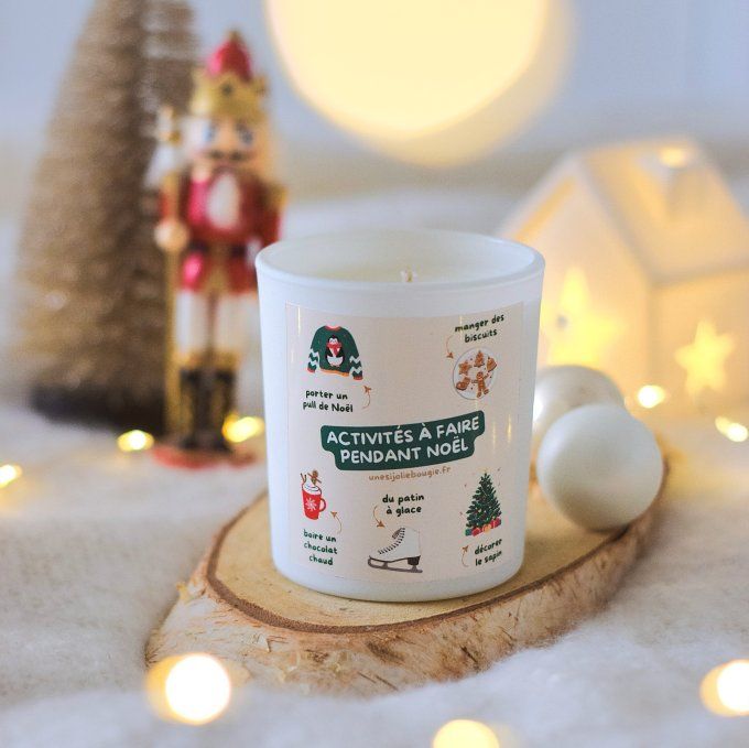 Bougie parfumée 180g – "Activités à faire pendant Noël"