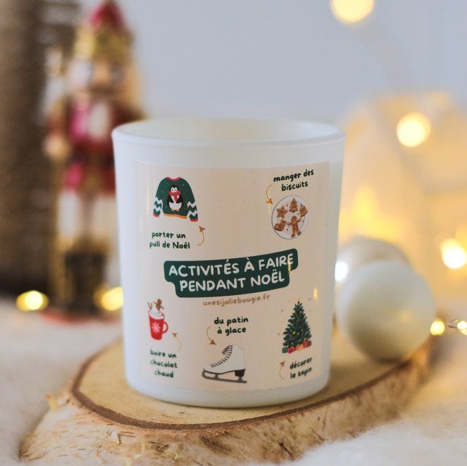 Bougie parfumée 180g – "Activités à faire pendant Noël"