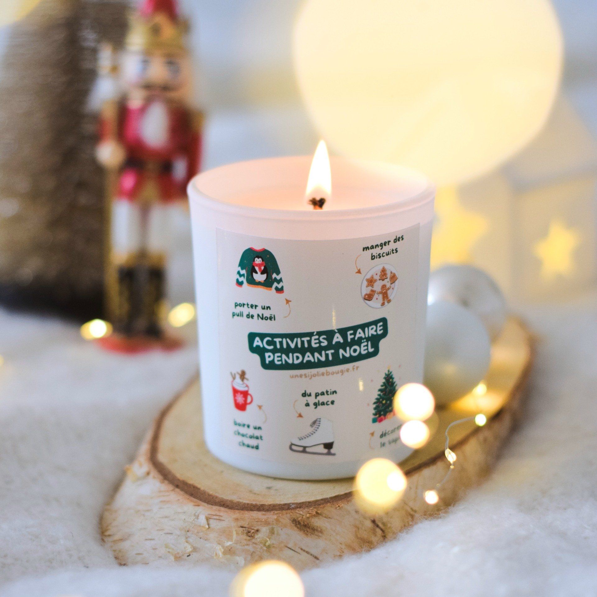 Bougie parfumée 180g – "Activités à faire pendant Noël"