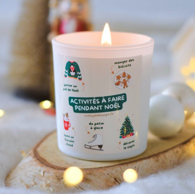 Bougie parfumée 180g – "Activités à faire pendant Noël"