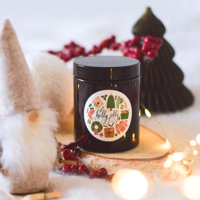 Bougie parfumée Holly Jolly 160g – Cire naturelle & parfum de Grasse |