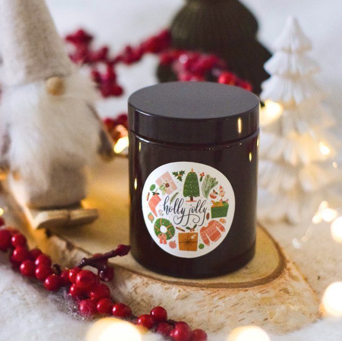 Bougie parfumée Holly Jolly 160g – Cire naturelle & parfum de Grasse |