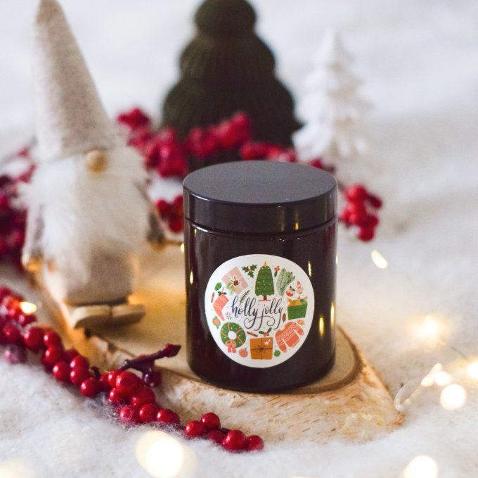Bougie parfumée Holly Jolly 160g – Cire naturelle & parfum de Grasse |