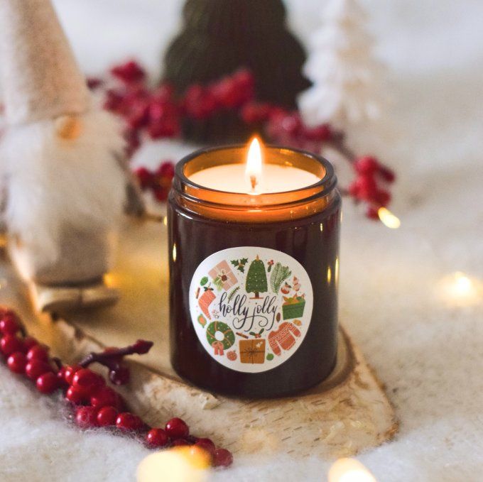 Bougie parfumée Holly Jolly 160g – Cire naturelle & parfum de Grasse |