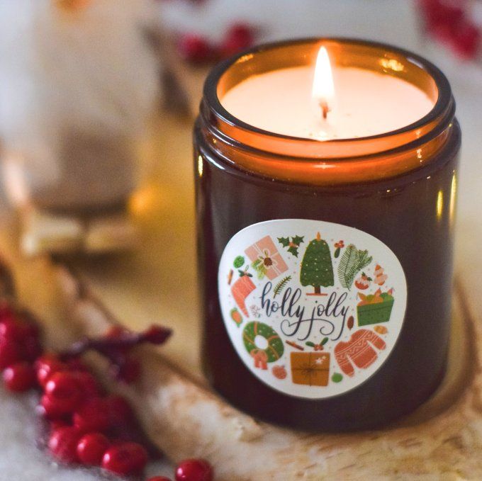 Bougie parfumée Holly Jolly 160g – Cire naturelle & parfum de Grasse |