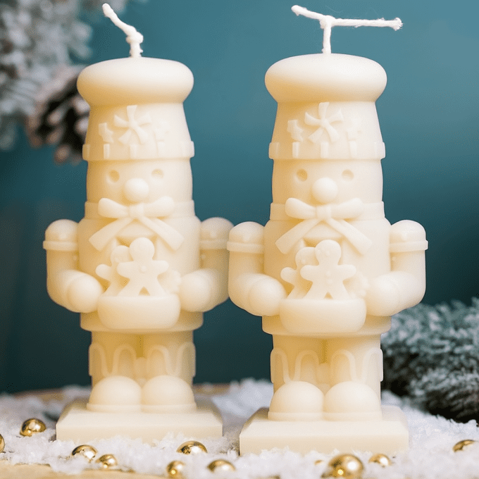 Bougie décorative Casse-Noisette artisanale | Bougie de Noël originale |