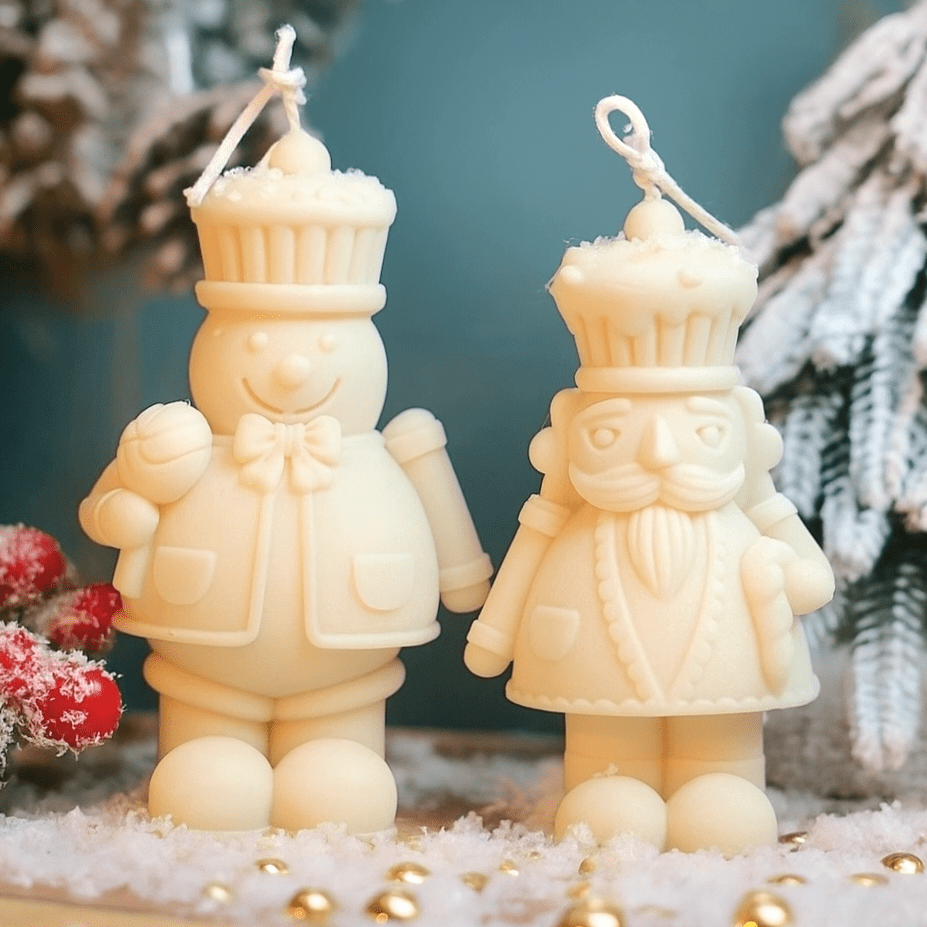 Bougie décorative Casse-Noisette artisanale | Bougie de Noël originale |