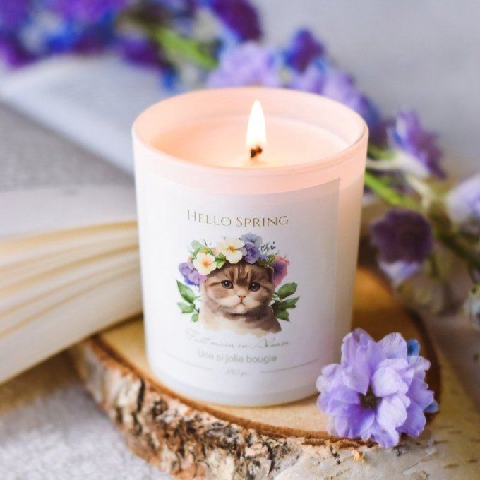 Hello Spring chat - Bougie artisanale à la cire de soja