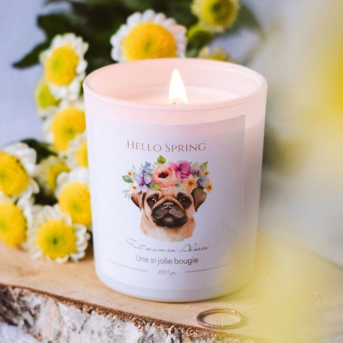 Hello Spring chien- Bougie artisanale à la cire de soja
