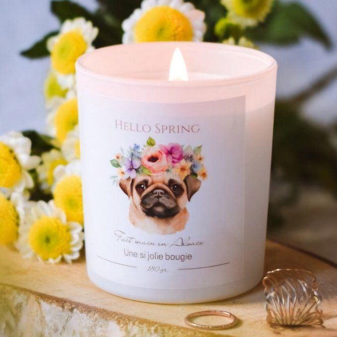 Hello Spring chien- Bougie artisanale à la cire de soja