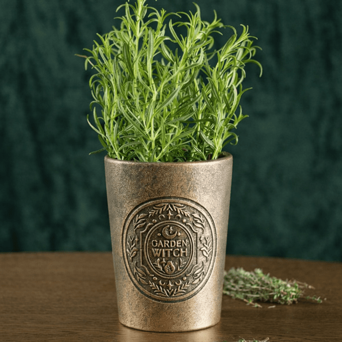 Pot de fleurs en terre cuite effet bronze « Garden Witch »