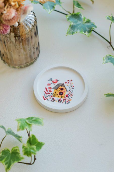 Plateau décoratif en plâtre - Le Nid Fleuri