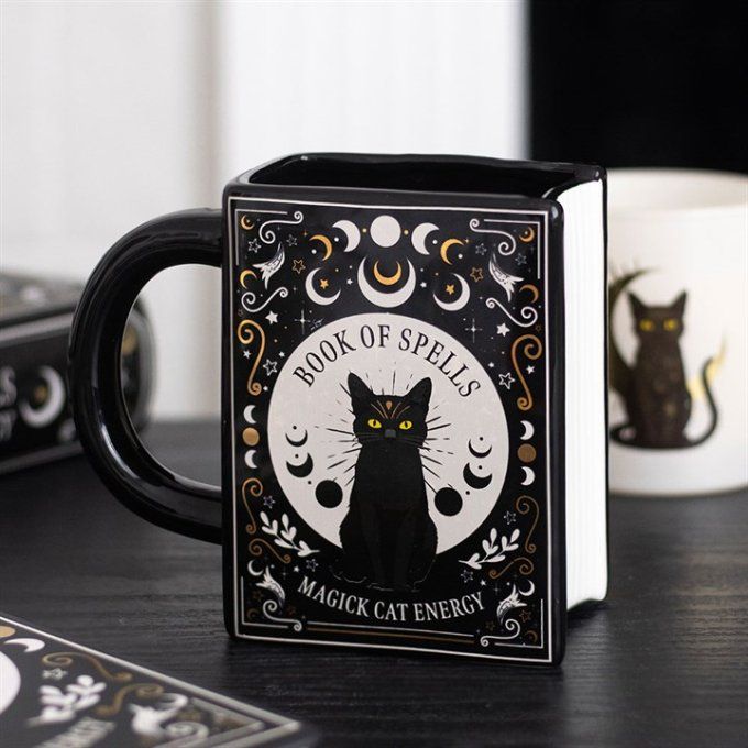 Mug en forme de livre de sorts Black Cat
