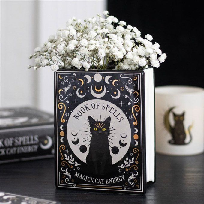 Vase à fleurs en forme de livre Black Cat
