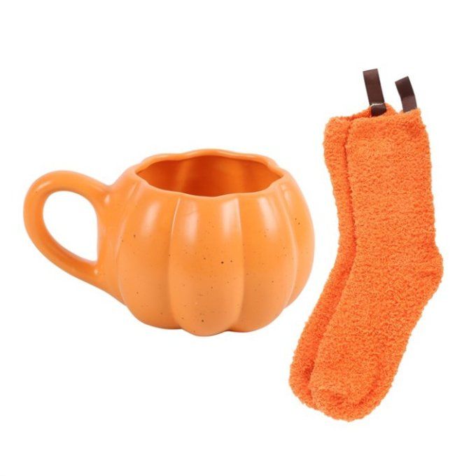 Ensemble Tasse citrouille et Chaussettes