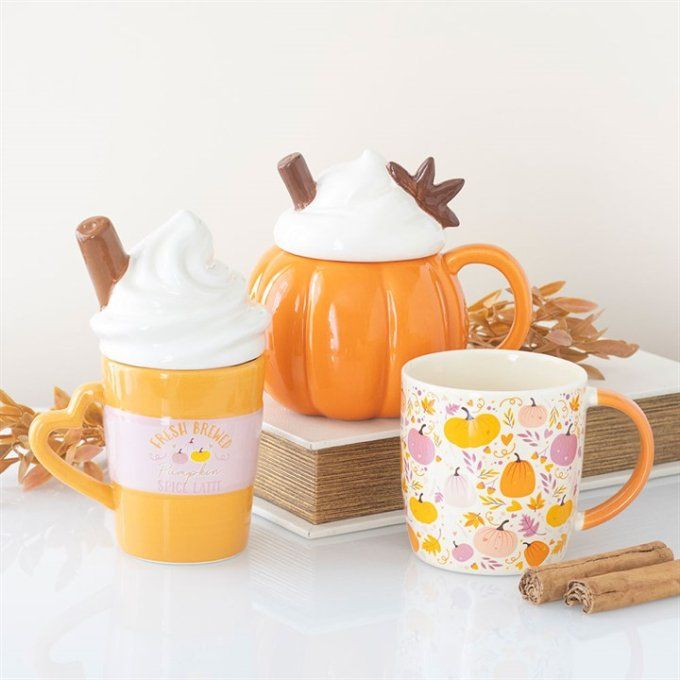 Tasse à motif citrouille rose et orange