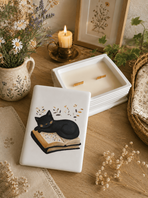 Chat'pitres et Flammes - Bougie Un Ronron De Roman