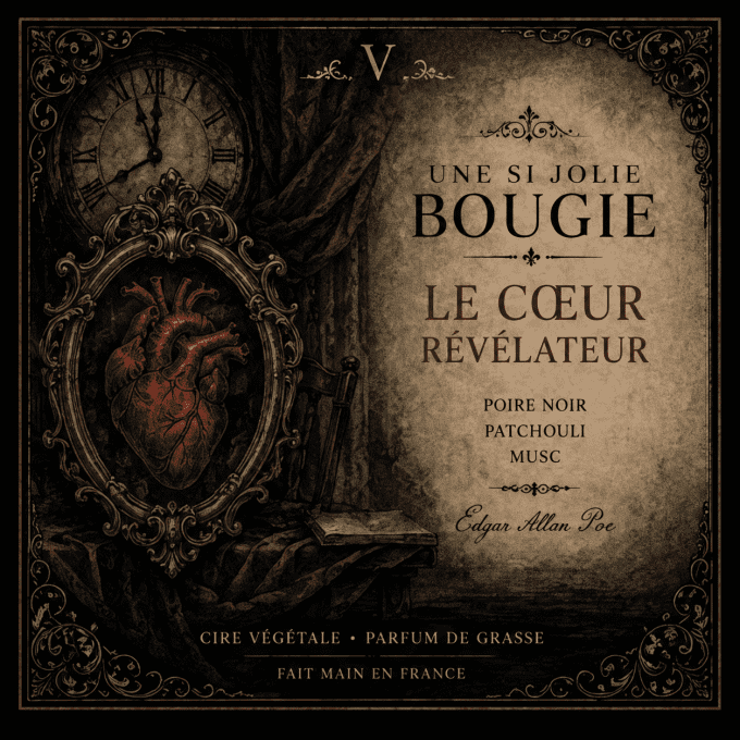 Bougie parfumée Le Cœur Révélateur – Collection Edgar Allan Poe – Édition Spéciale
