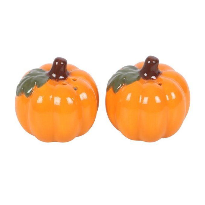 Salière et poivrière en forme de citrouille orange
