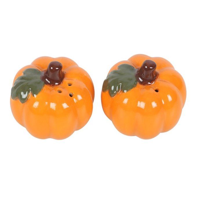 Salière et poivrière en forme de citrouille orange