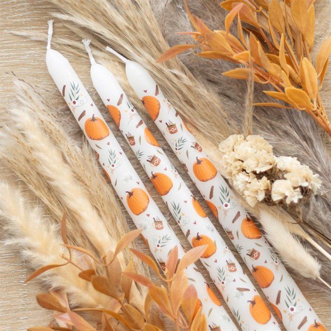 Lot de 3 bougies effilées en forme de citrouille