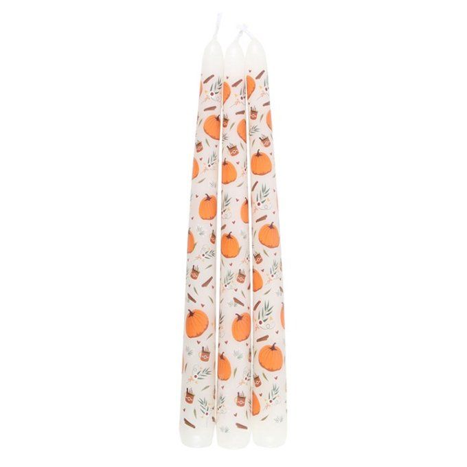 Lot de 3 bougies effilées en forme de citrouille