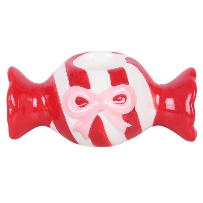 Bougeoir en forme de bonbon de Noël