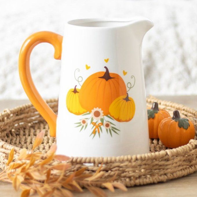 Pichet à fleurs en céramique citrouille d'automne
