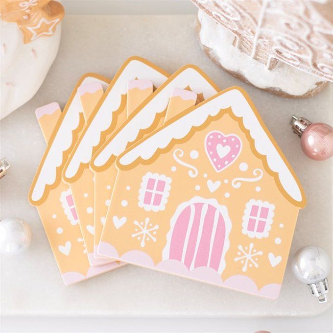 Lot de sous-verres « Maison en pain d'épices »