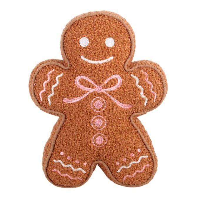 Coussin en bouclé « Bonhomme en pain d'épices » 