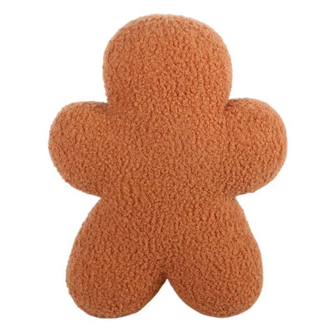 Coussin en bouclé « Bonhomme en pain d'épices » 