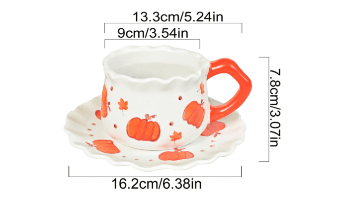 Tasse citrouille en céramique avec soucoupe