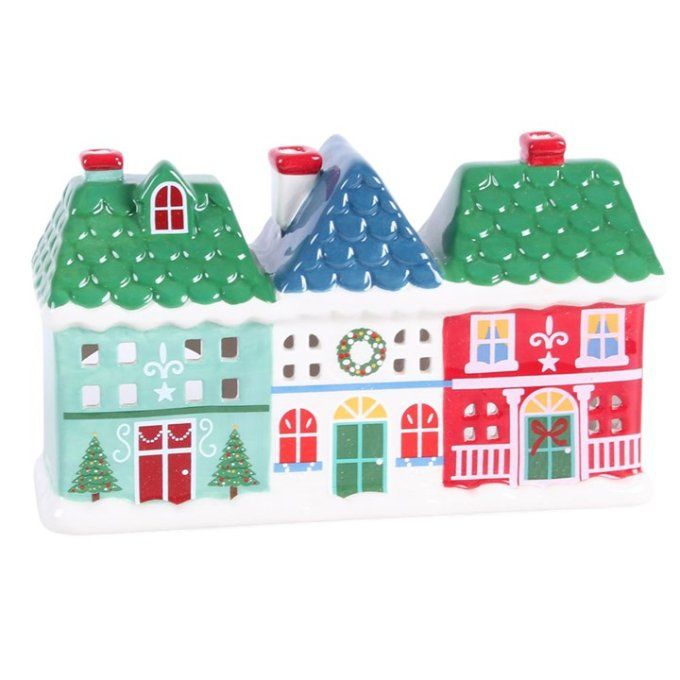 Porte-bougies et porte-cônes d'encens "Maisons de Noël"