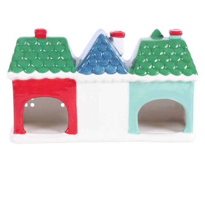 Porte-bougies et porte-cônes d'encens "Maisons de Noël"