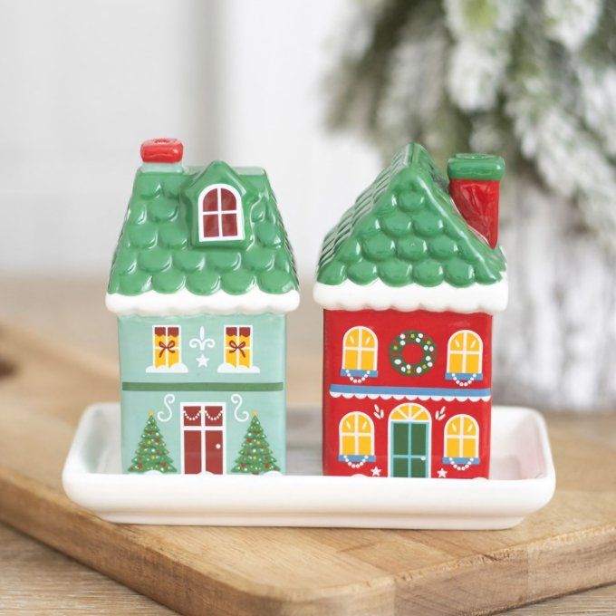 Salière et poivrière « Maison de Noël »