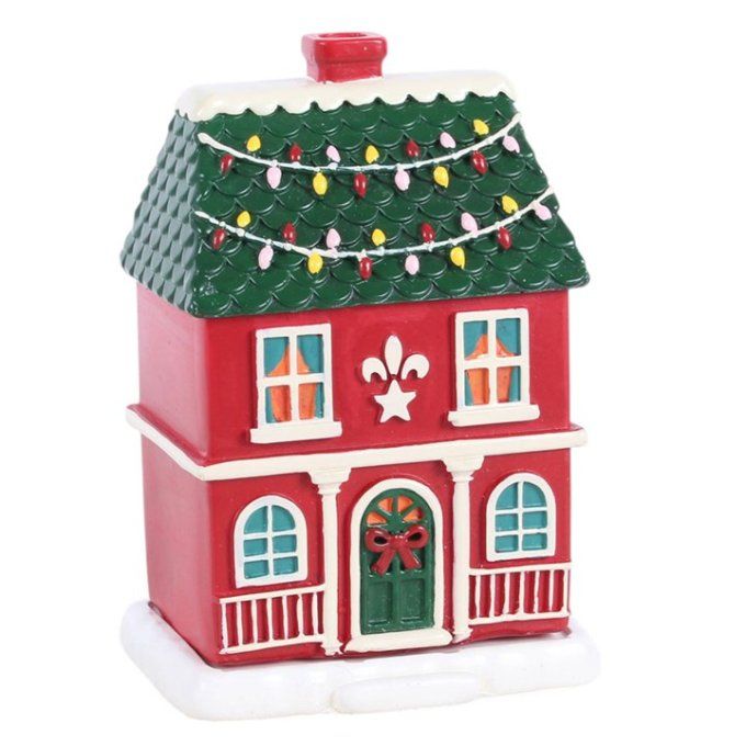 Brûleur d'encens en forme de « Maison de Noël rouge »