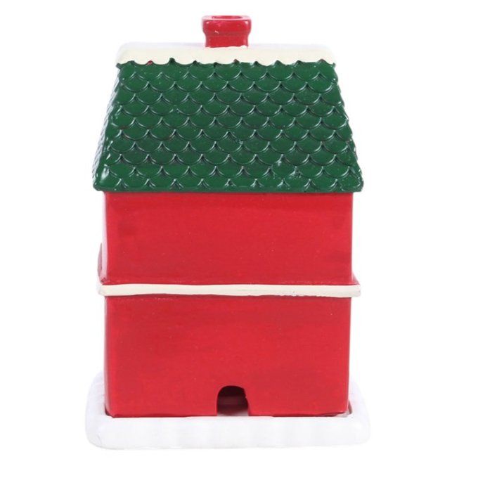 Brûleur d'encens en forme de « Maison de Noël rouge »