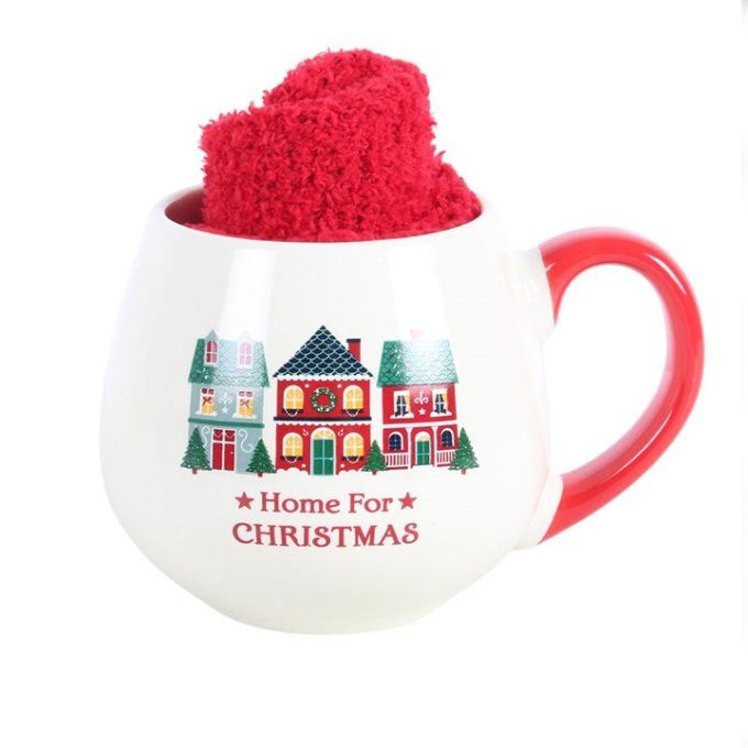 Lot « À la maison pour Noël » : mug et chaussettes