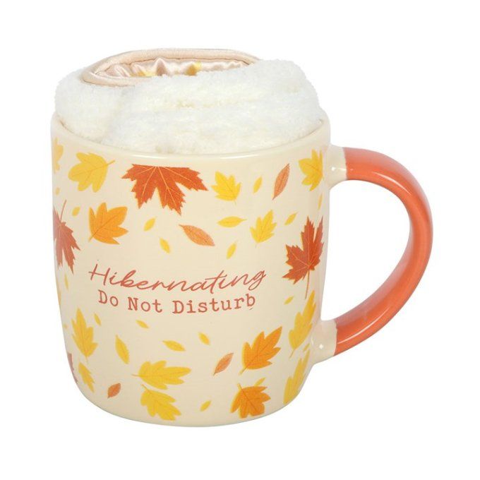 Kit d'automne comprenant une tasse, des chaussettes et un masque de sommeil
