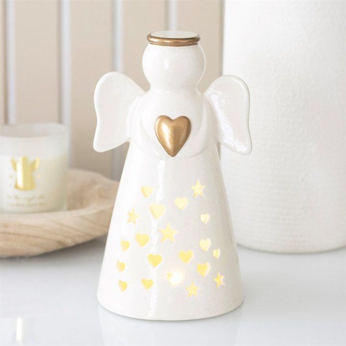 Grande décoration LED en forme d'ange lumineux avec un cœur