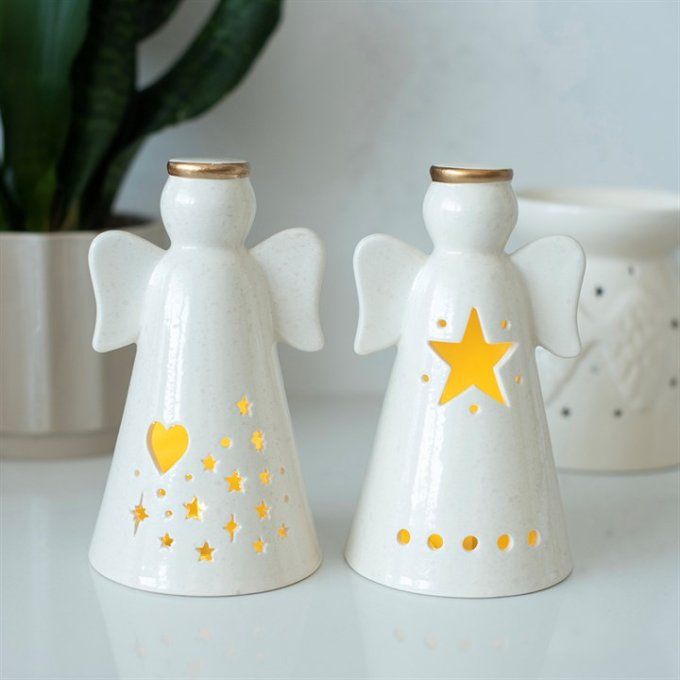 Lot de 2 petites décorations LED en forme d'ange