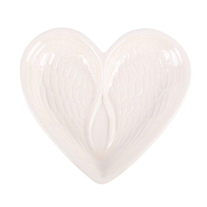 Petite coupelle « Cœur et ailes d'ange » blanc cassé
