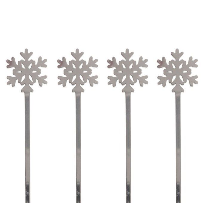 Ensemble de 4 cuillères en métal en forme de flocon de neige