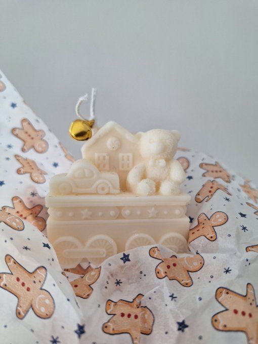 Bougie décorative "Train ourson" – Édition de Noël 