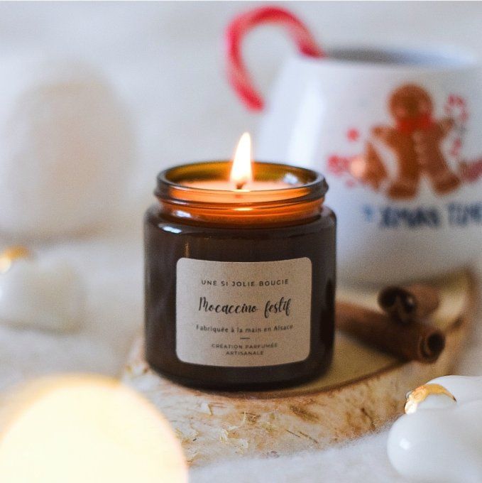 Bougie parfumée Moccaccino festif – Lait chaud, crème chantilly, café | Bougie artisanale