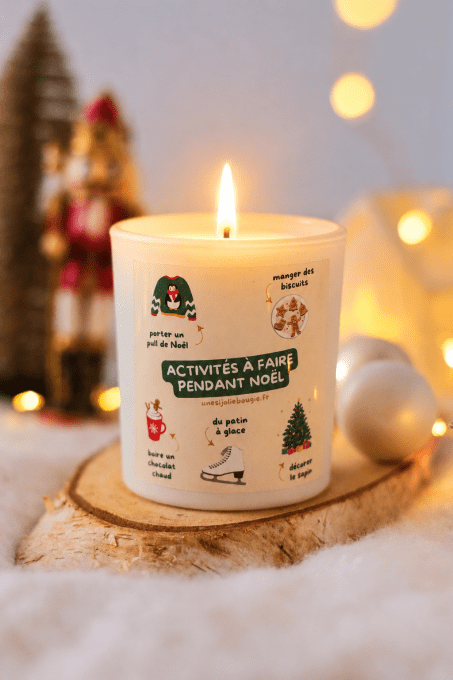 Bougie parfumée 180g – "Activités à faire pendant Noël"