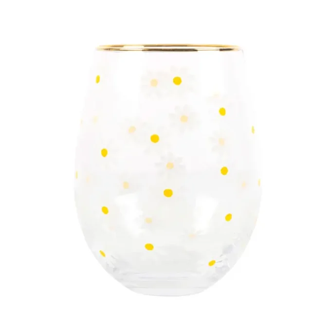 Verre transparent imprimé marguerites