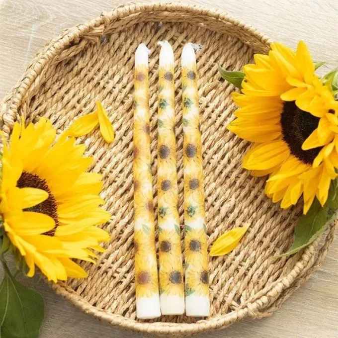 Lot de 3 bougies imprimées tournesol