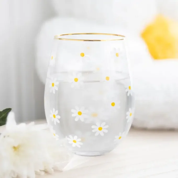 Verre transparent imprimé marguerites