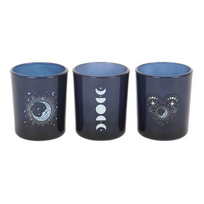 Lot de 3 photophore Blue Moon